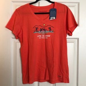 NEW Life is Good Women’s shirt, coral/pink, size large